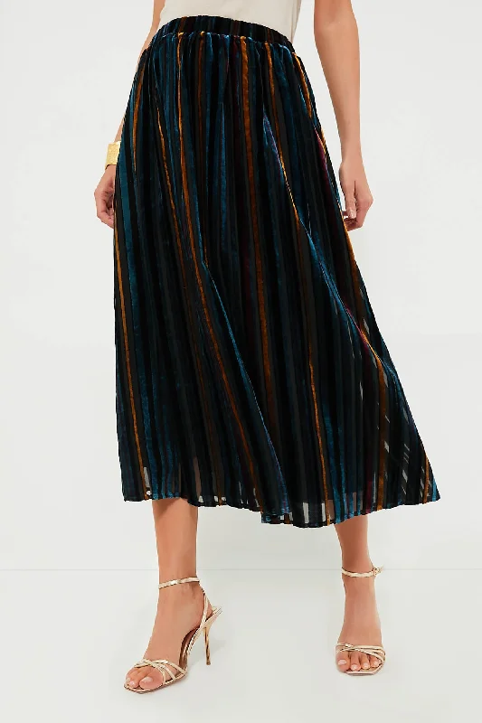 Multicolor Velvet Stripe Alba Skirt tulle skirt dreamy