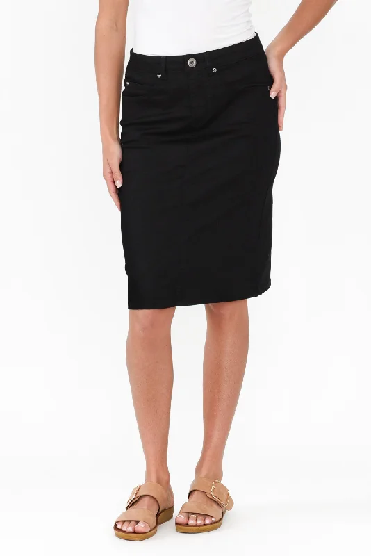 Palin Black Zip Front Skirt corduroy skirt textured