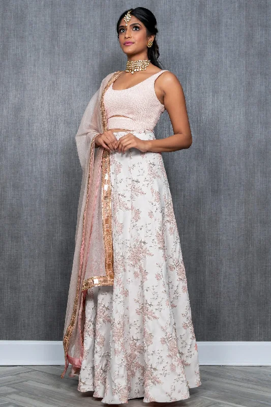 PAYAL Floral Vines Jacquard Lehenga Skirt belted skirt waist