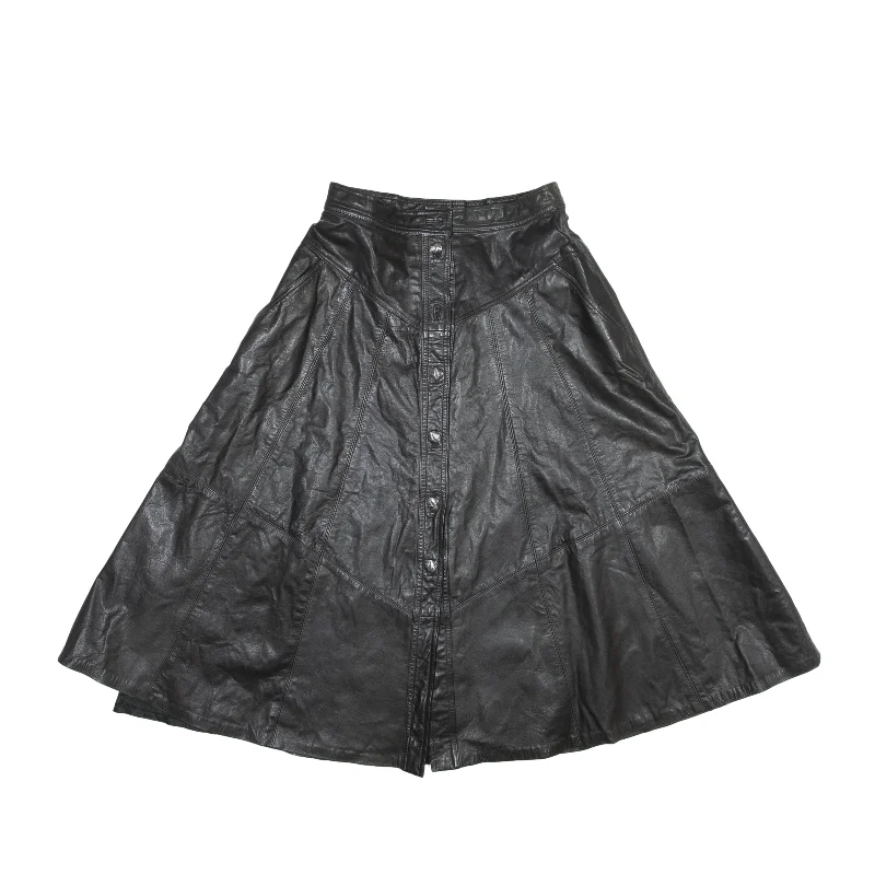 PELLE DORO Panelled Midi Straight Skirt Black 90s Womens S tiered skirt playful