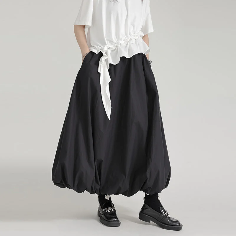 Pleated Puffy Half-length Skirt satin skirt smooth