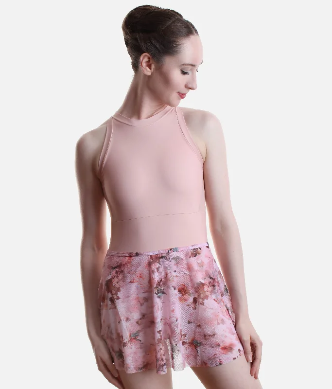 Pull On Dance Skirt, Floral Print - 0241 breathable skirt fabric