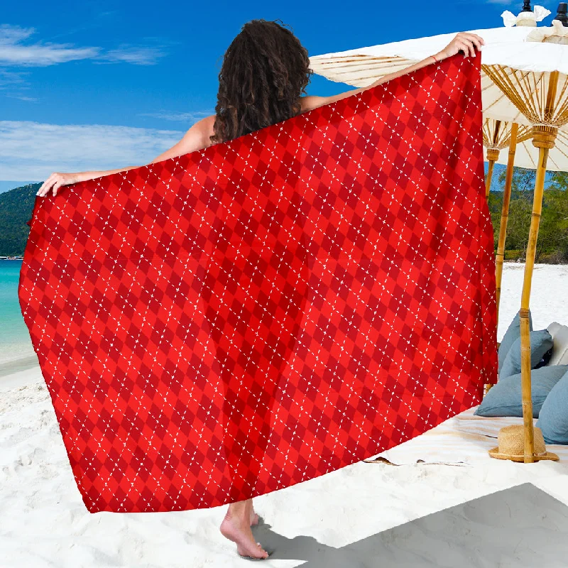 Red Argyle Sarong leather skirt refined