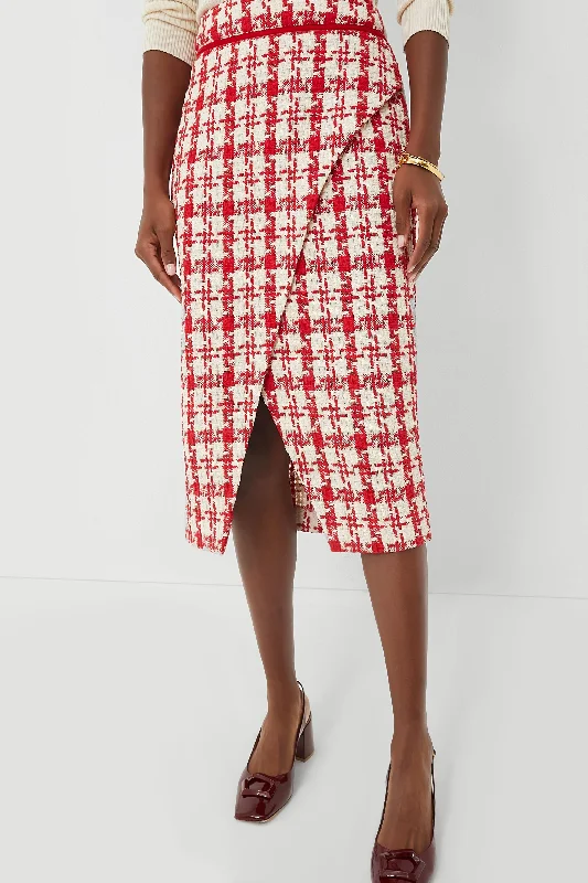 Red Tweed Marjorie Midi Skirt cashmere skirt fine