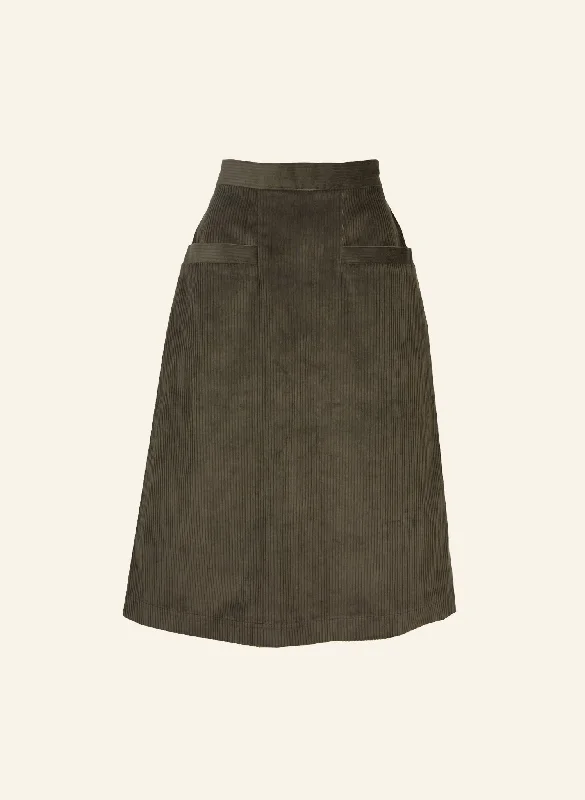 Cora - Green Corduroy Skirt velvet skirt luxury