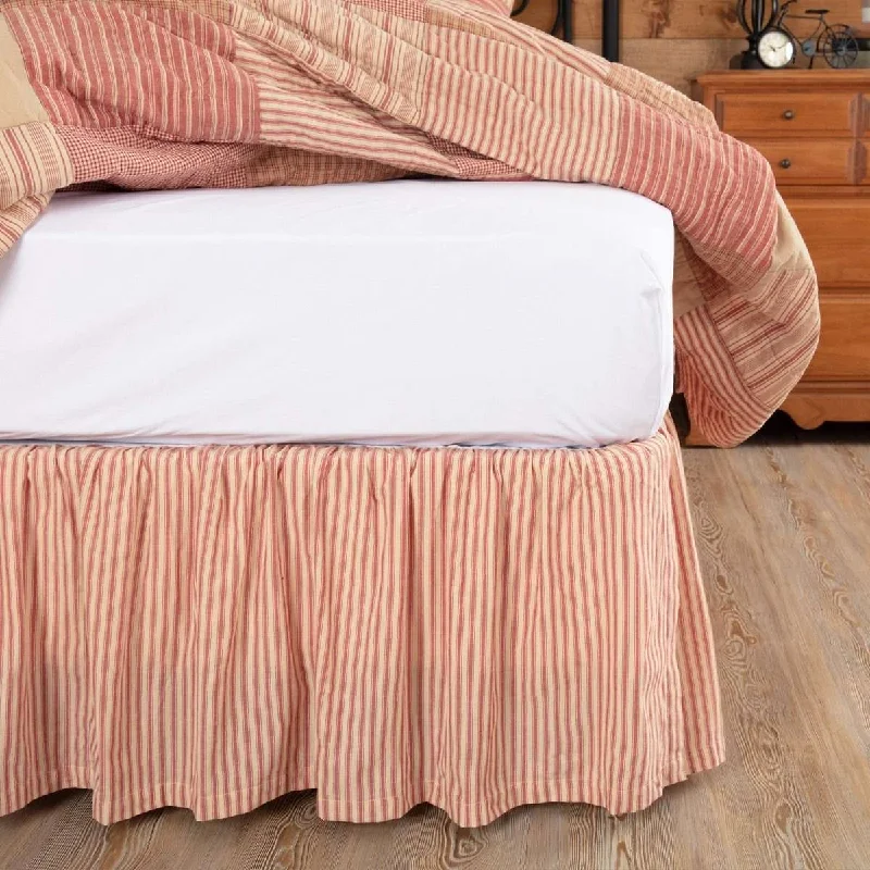 Sawyer Mill Red Ticking Stripe Bed Skirts VHC Brands cashmere skirt rich