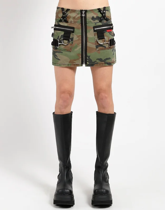 BIG RING SKIRT CAMO leather skirt modern