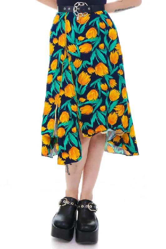 Vintage Y2K Sunny Tulips Skirt - XS/S ruffled skirt detail