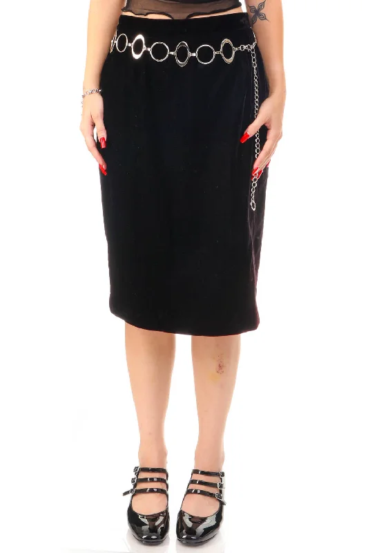 Vintage 80's Black Suede Leather Pencil Skirt - S linen skirt light
