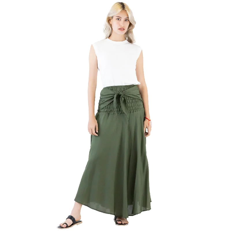 Solid Color Women's Bohemian Skirt in Olive SK0033 020000 13 floral skirt print