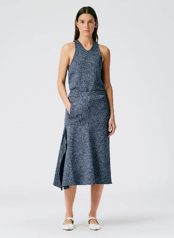 Speckled Knit Asymmetrical Flare Skirt maxi skirt elegant
