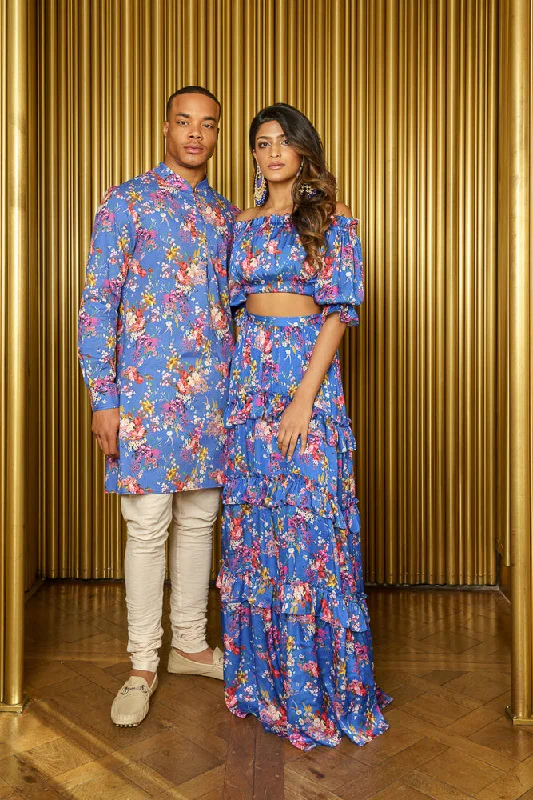 TAARA Floral Ruffle Lehenga Skirt wrap skirt elegant