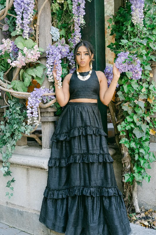 TAARA Silk Ruffle Lehenga Skirt wool skirt warm