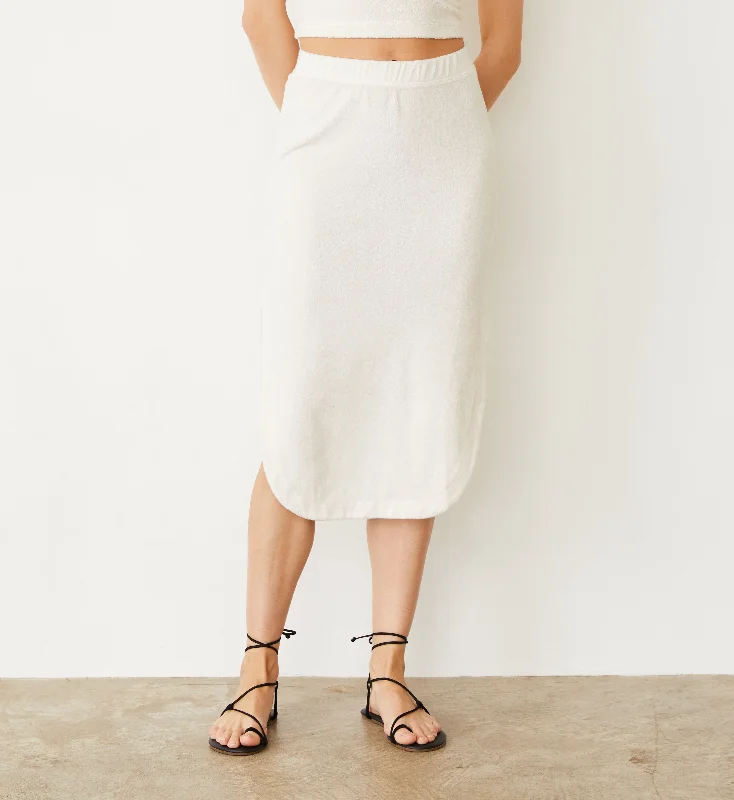 Terry Cloth Midi Skirt leather skirt modern