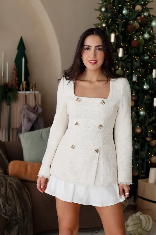 The Kennedy Tweed Top & Satin Skirt Set low waist skirt