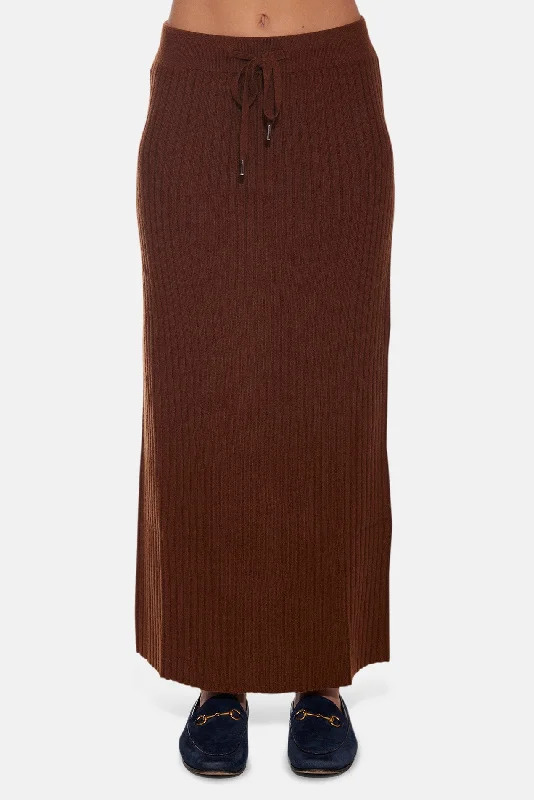 Gertrude Ribbed Maxi Skirt Brown corduroy skirt textured