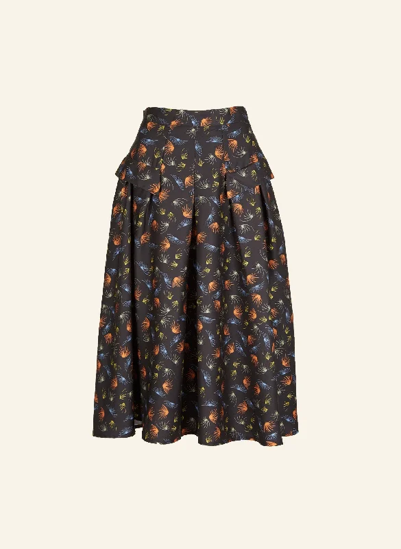 Veronica Skirt - Black Fireworks - 100% Tencel wool skirt warm