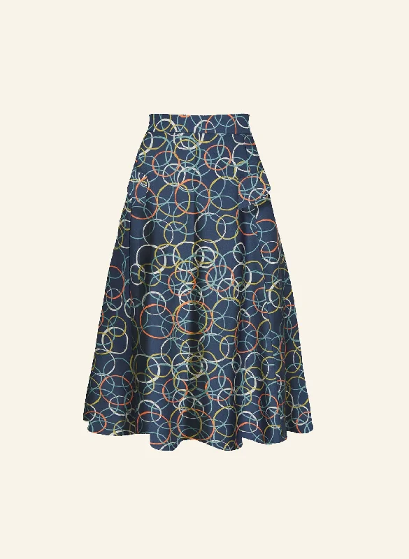 Veronica - Blue Atomic Skirt ribbed skirt waist