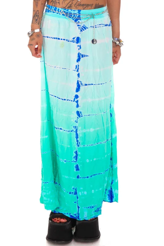 Vintage Y2K Mermaid Blue Tie-Dye Maxi Skirt - S/M slim fit skirt