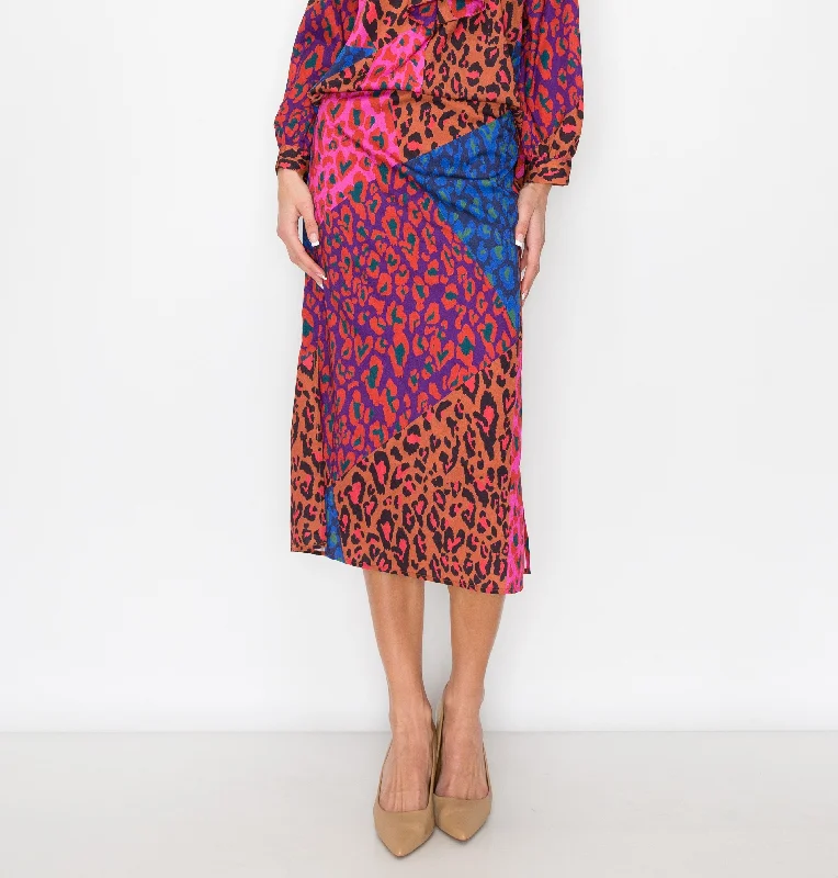 Weslie Printed Charmeuse Skirt lace skirt delicate