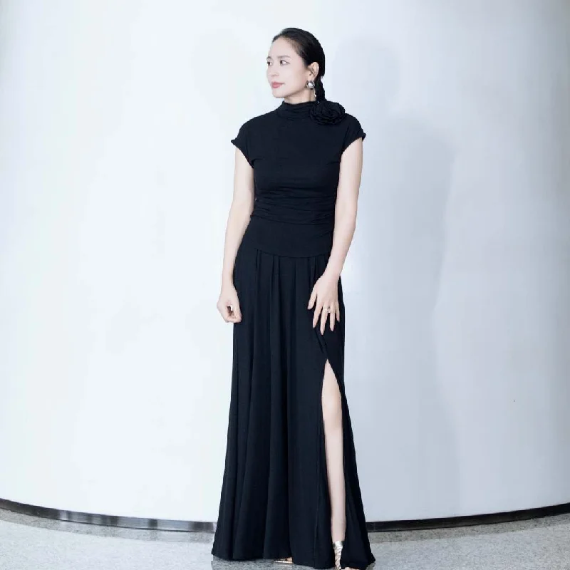 women's black drape casual skirt 34999 velvet skirt glossy